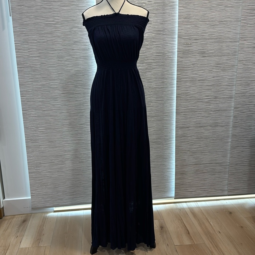 T-Bags Strapless or Halter Navy Maxi Dress Size Small